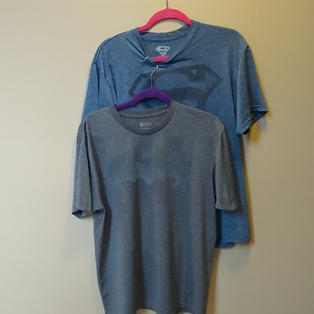 Lot of 2 Superman Batman athletic polyester shirts